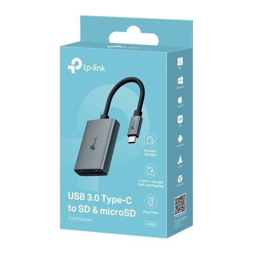 TP-Link Adapter UA430C Type-C to SD & Micro SD Card Reader, Black EU