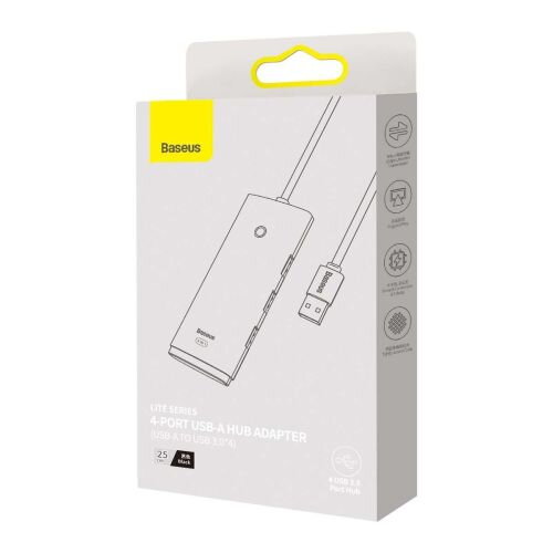 Baseus HUB Lite Series 4-in-1 adapter (USB-A to 4xUSB-A 3.0) cable 0.25m, Black (WKQX030001)